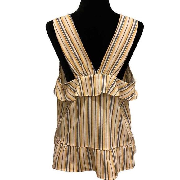 Andree by Unit Sleeveless Striped Ruffle Blouse Size Medium - Picture 4 of 10